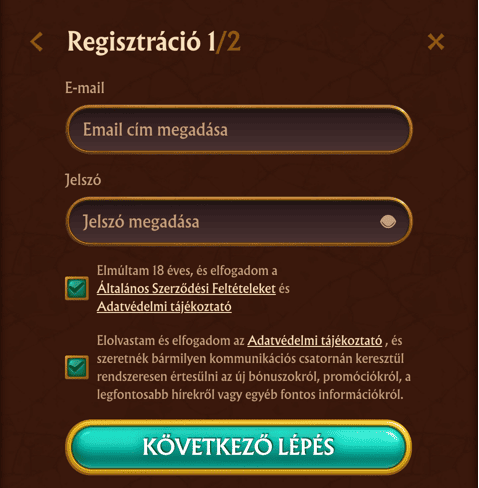 Regisztr&aacute;ci&oacute; Amunra casino